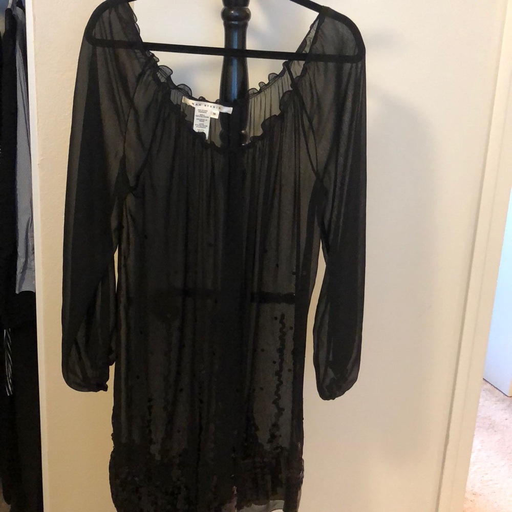 Long sleeve off shoulder black dress